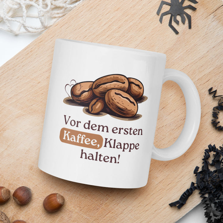 Morgenmuffel-Mug – Vor dem ersten Kaffee, Klappe halten!