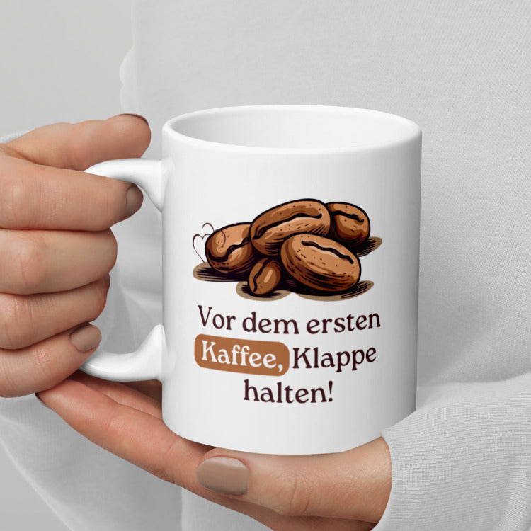 Morgenmuffel-Mug – Vor dem ersten Kaffee, Klappe halten!